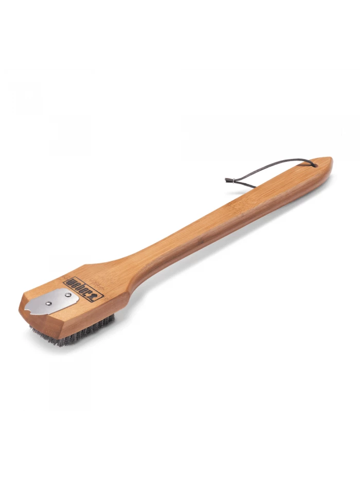 Brosse De Nettoyage Poignée En Bambou, Poils En Acier Inoxydable - Weber 3 Brosse De Nettoyage Poignée En Bambou, Poils En Acier Inoxydable - Weber