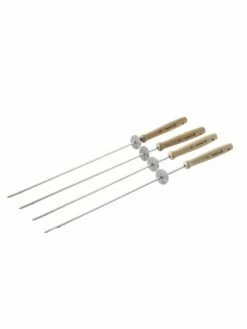 Set De 4 Brochettes En Inox Et Bois Avec Bague Coulissante - Barbecook