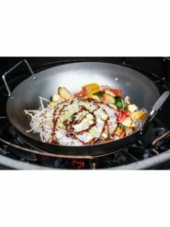 Wok Acier Carbone Avec Sa Spatule - Big-Green-Egg -France Barbecue Soldes 2024 wok acier carbone big green egg 2